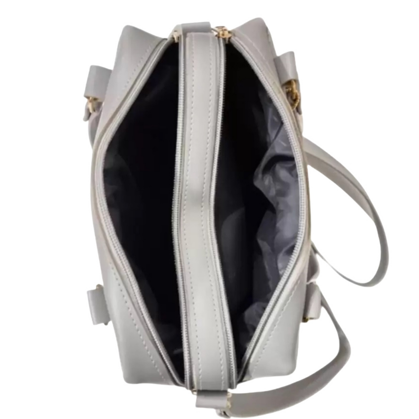 Chic Grey Tassel Handbag β Dual Carry with Pom Charm