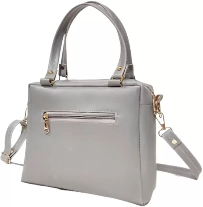 Chic Grey Tassel Handbag – Dual Carry with Pom Charm