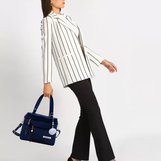 Royal Navy Blue Handbag – Stylish Tassel Design with Sling Strap